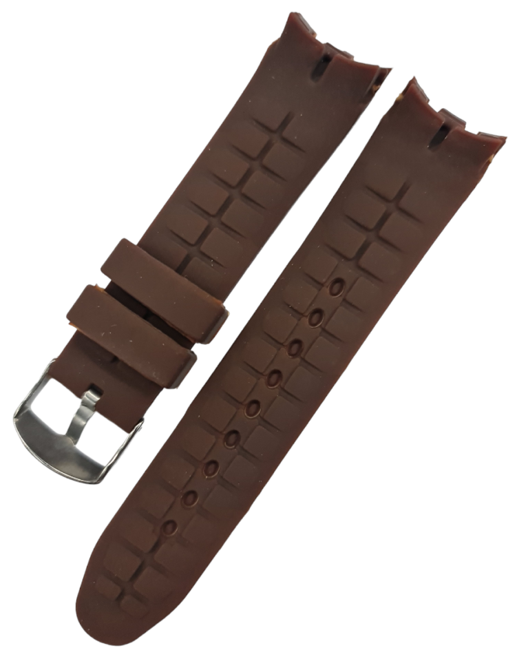 Swatch YRS Model Uyumlu Kahverenk Silikon Saat Kordonu