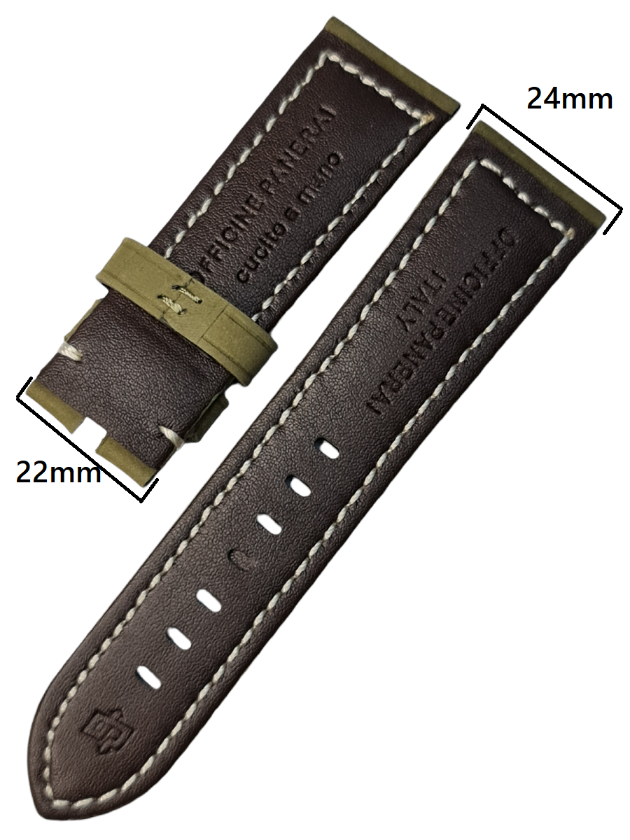 Panerai 24mm Yeşil Renk Deri Saat Kordonu