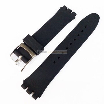 Swatch Uyumlu 17mm Silikon Beyaz Saat Kordonu SİYAH