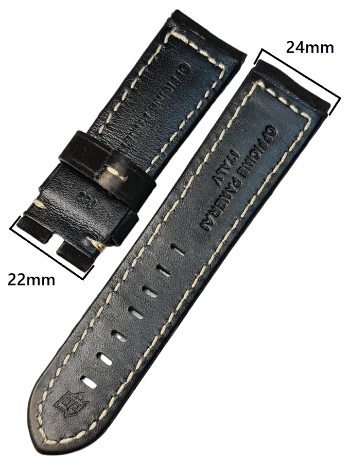 Panerai 24mm Siyah Süet Yüzeyli Deri Saat Kordonu