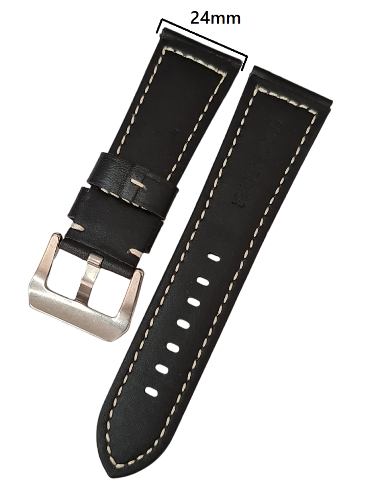 Panerai 24mm Siyah Parlak Yüzeyli Deri Saat Kordonu