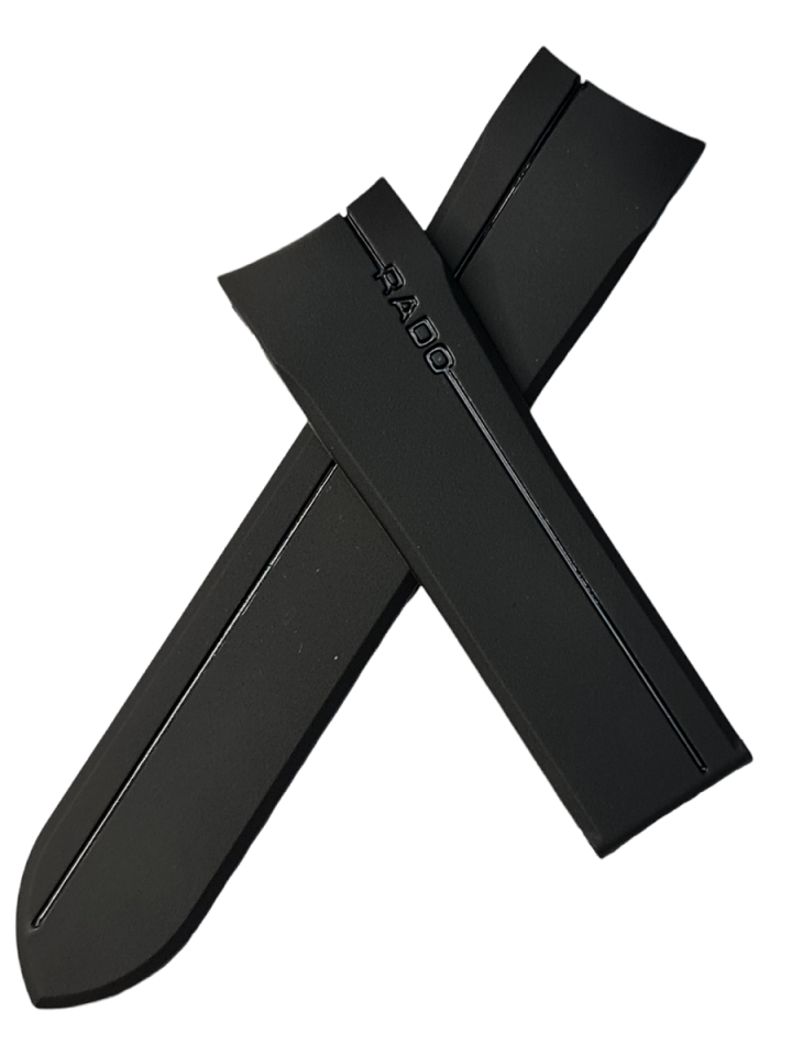 Rado Hyperchrome Siyah Logolu Siyah Silikon Saat Kordonu