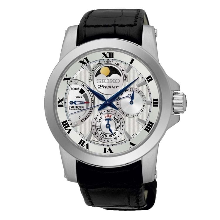 Seiko Premier 5d88 0ag0 Uyumlu Siyah Deri Saat Kordonu
