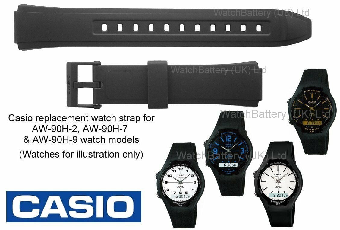 Casio AW 90 H Orjinal Siyah Silikon Saat Kordonu