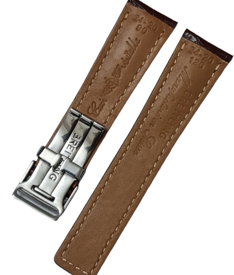 Breitling Tourbillon 24mm Klipsli Kahverenk Deri Saat Kordonu