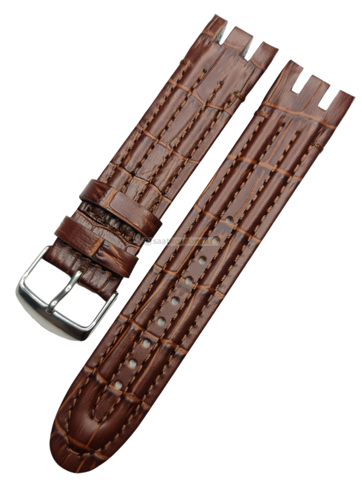 Swatch Yrs403 Uyumlu Kahverenk Deri Kordon
