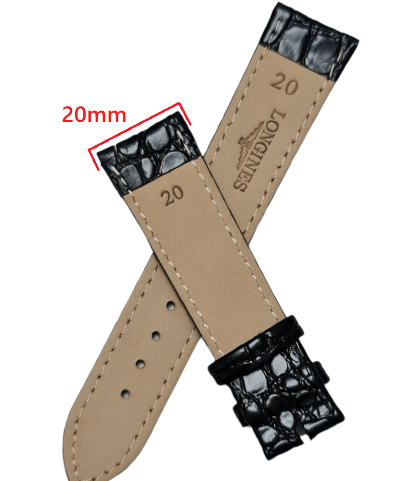 Longines Uyumlu 20mm Siyah Deri Saat Kordonu