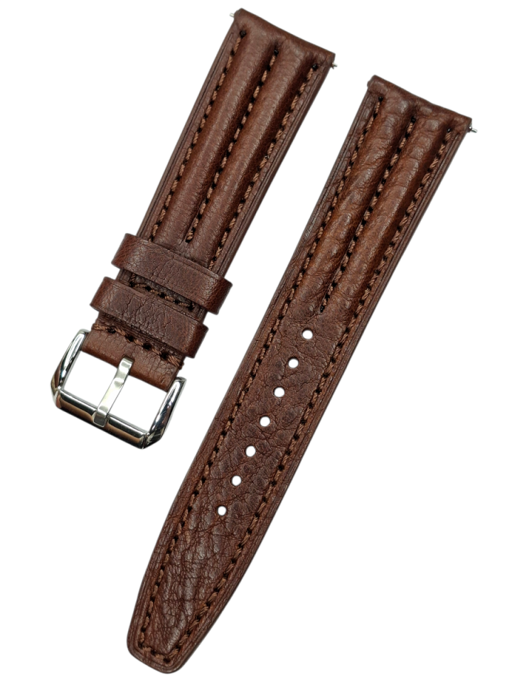 Akıllı Pimli Fitilli Kahverengi Deri Saat Kordonu