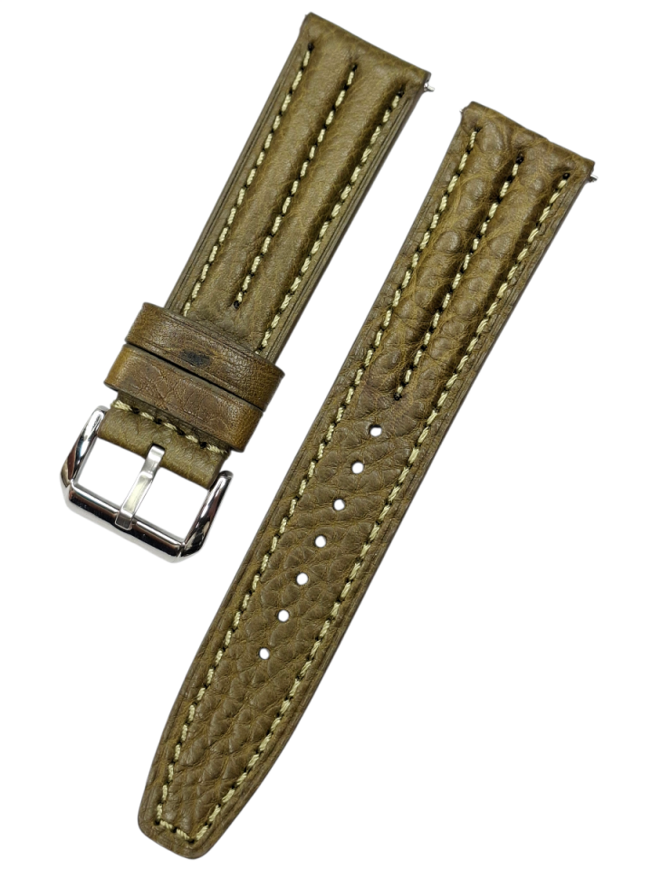 Akıllı Pimli Fitilli Yeşil Renk Deri Saat Kordonu