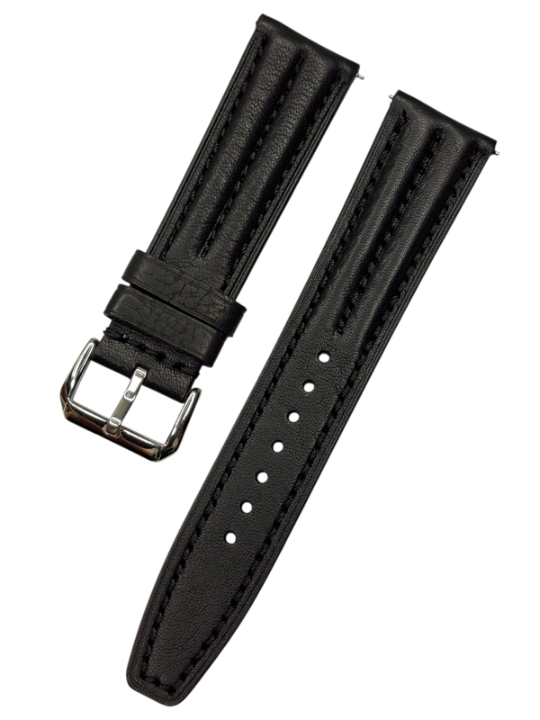 Akıllı Pimli Fitilli Siyah Renk Deri Saat Kordonu