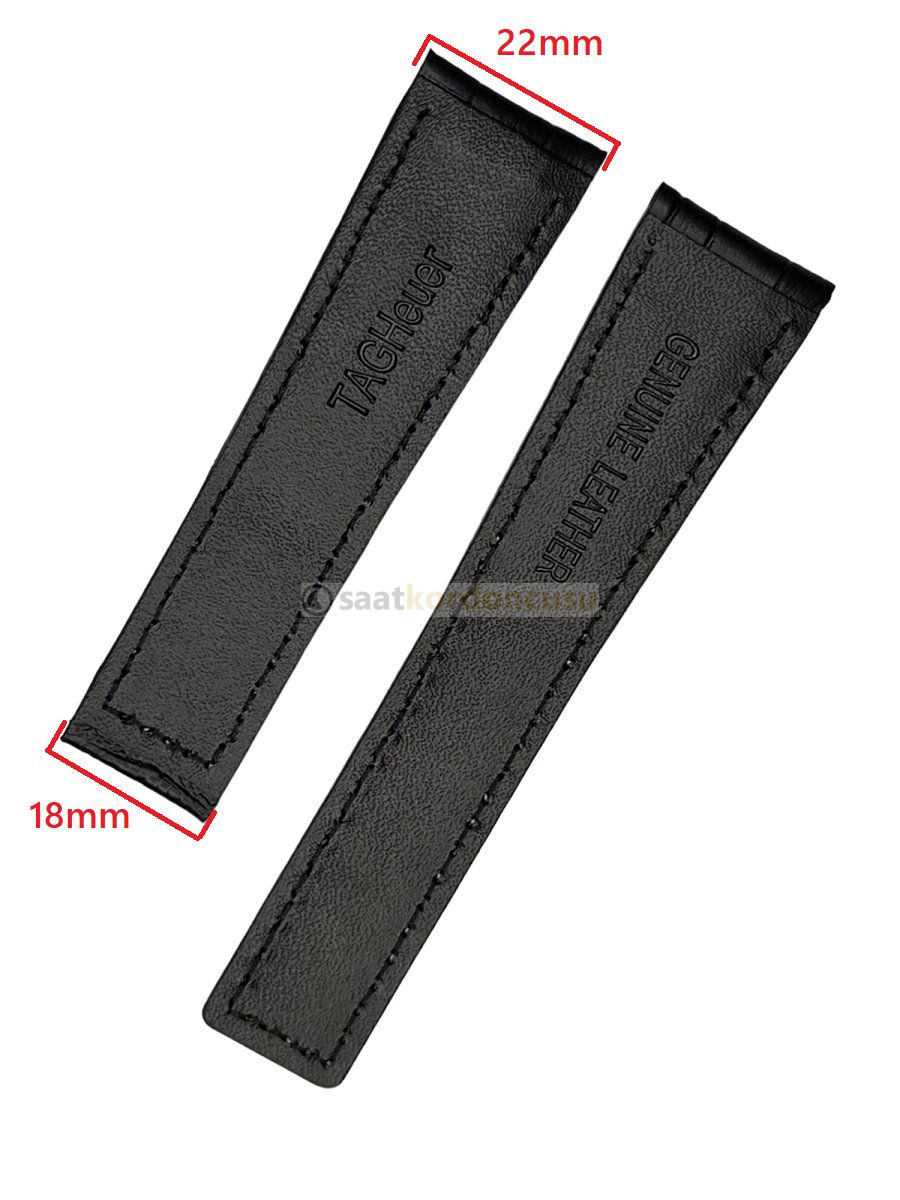 Tag Heuer Cal 17 Kırmızı Dikişli 22x18mm Deri Saat Kordonu