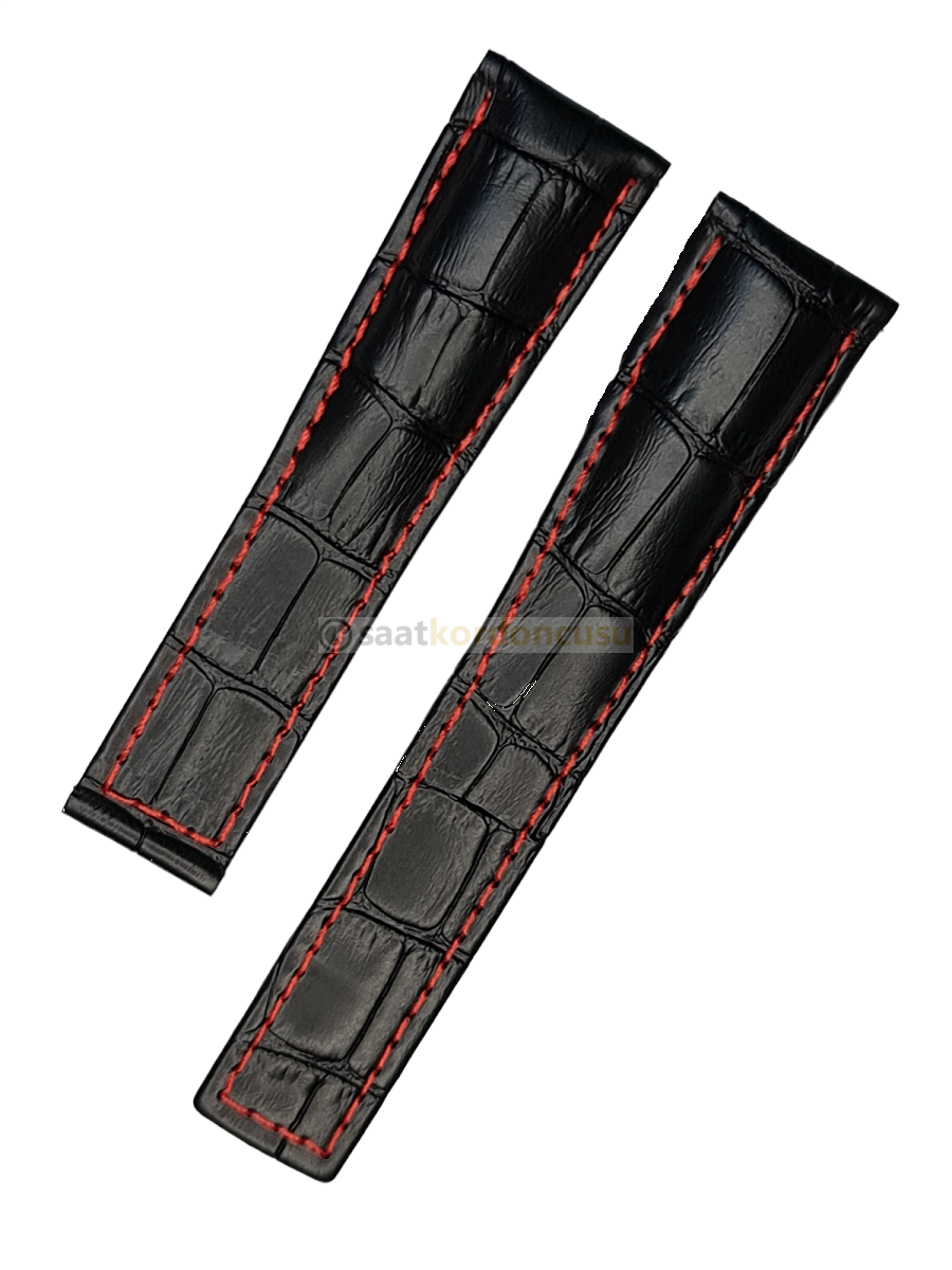 Tag Heuer Cal 17 Kırmızı Dikişli 22x18mm Deri Saat Kordonu