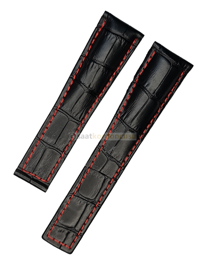 Tag Heuer Cal 17 Kırmızı Dikişli 22x18mm Deri Saat Kordonu