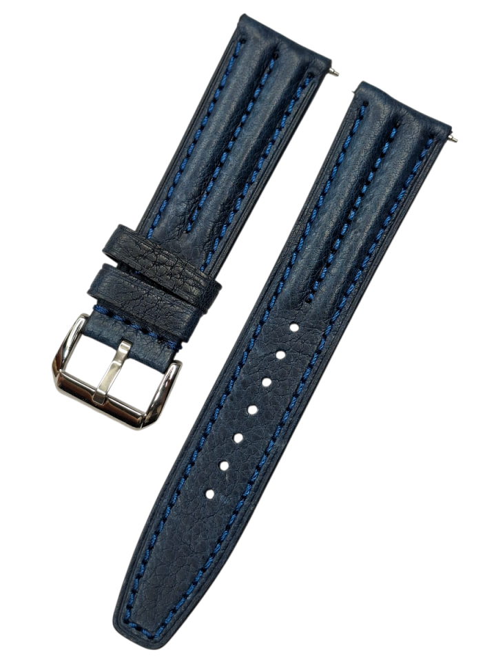 Akıllı Pimli Fitilli Lacivert Renk Deri Saat Kordonu