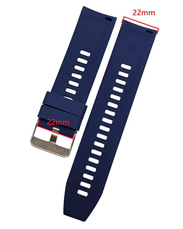 Akıllı Saat İçin 22mm Mavi Renkte Silikon Saat Kordonu