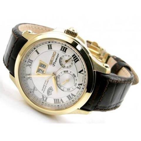 Seiko Premier Snp044P1 20mm El Yapımı Kahverenk Deri Kordon
