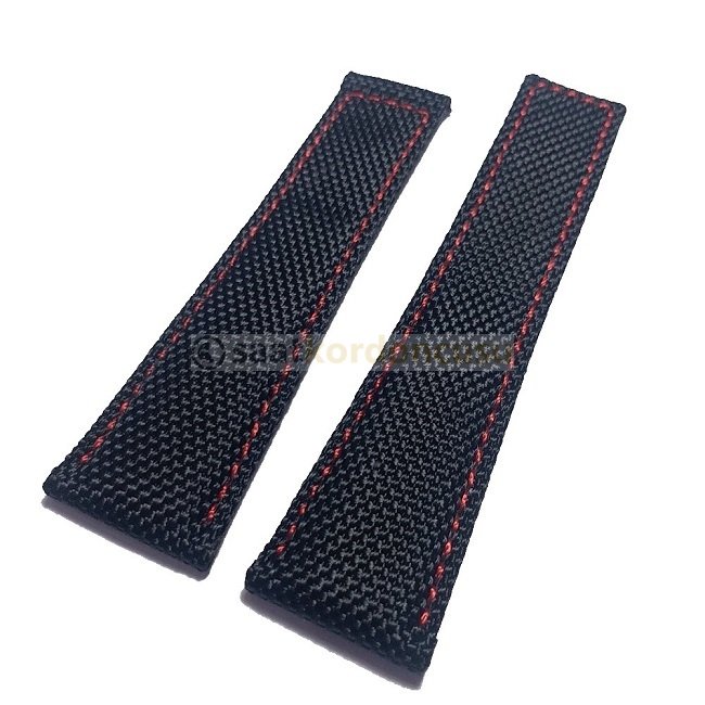 Tag Heuer BMW Power Uyumlu Kırmızı Dikişli Siyah Saat Kordonu