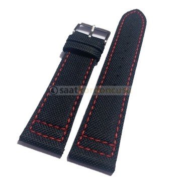 IWC Uyumlu 22mm Siyah tekstil saat kordonu