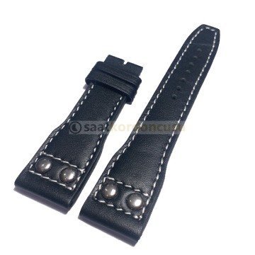 IWC Uyumlu 22mm Siyah deri saat kordonu