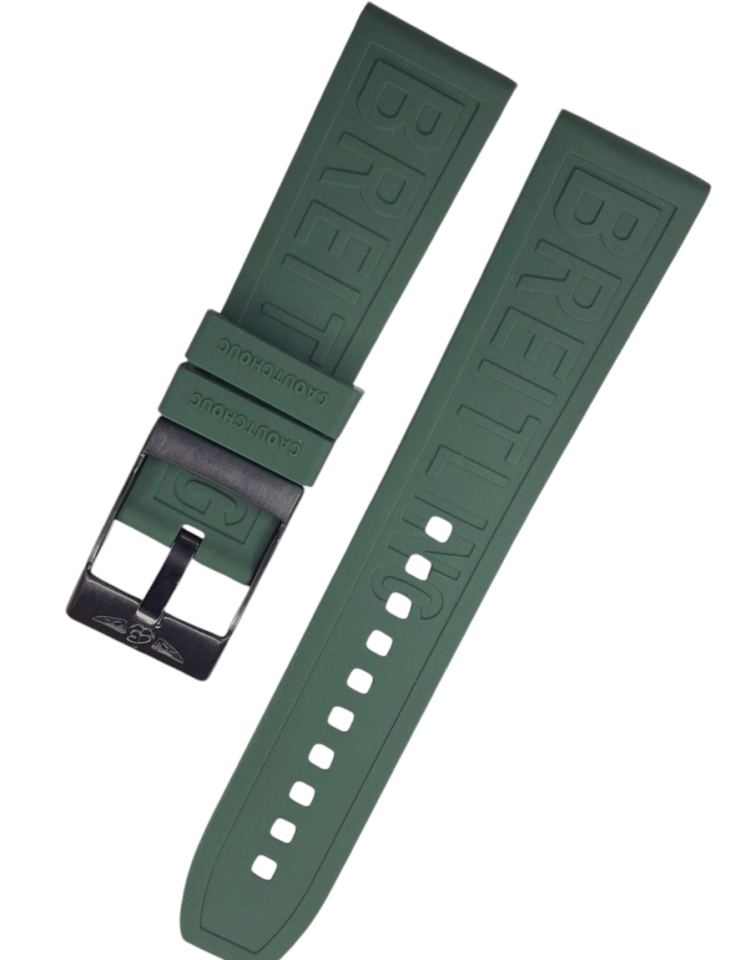 Breitling Modeli 22mm Yeşil Silikon Saat Kordonu