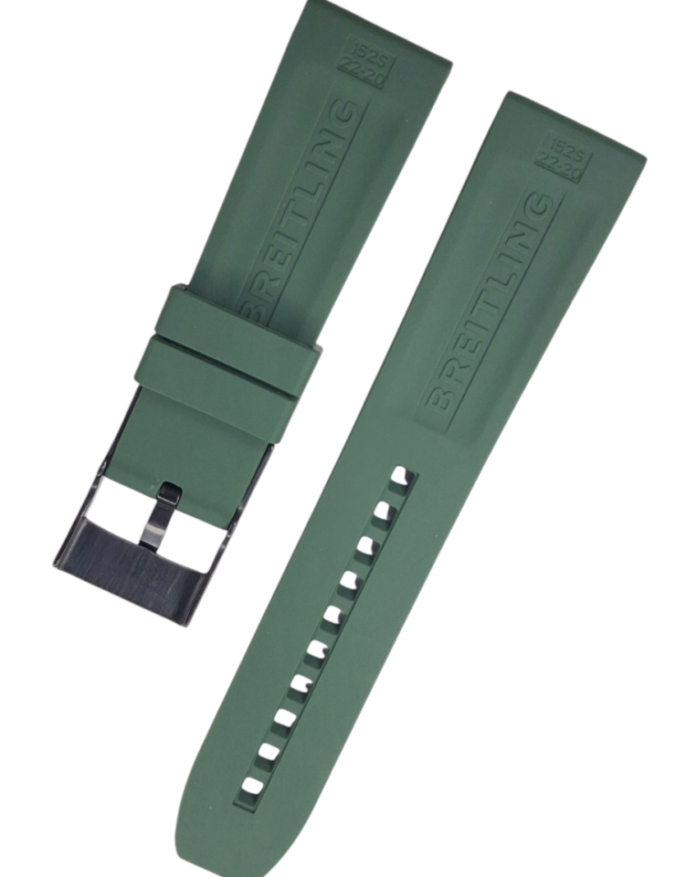 Breitling Modeli 22mm Yeşil Silikon Saat Kordonu