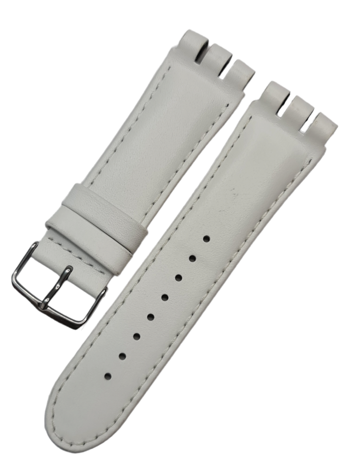 Swatch Yos Modeli 24mm Desensiz Beyaz Deri Saat Kordonu