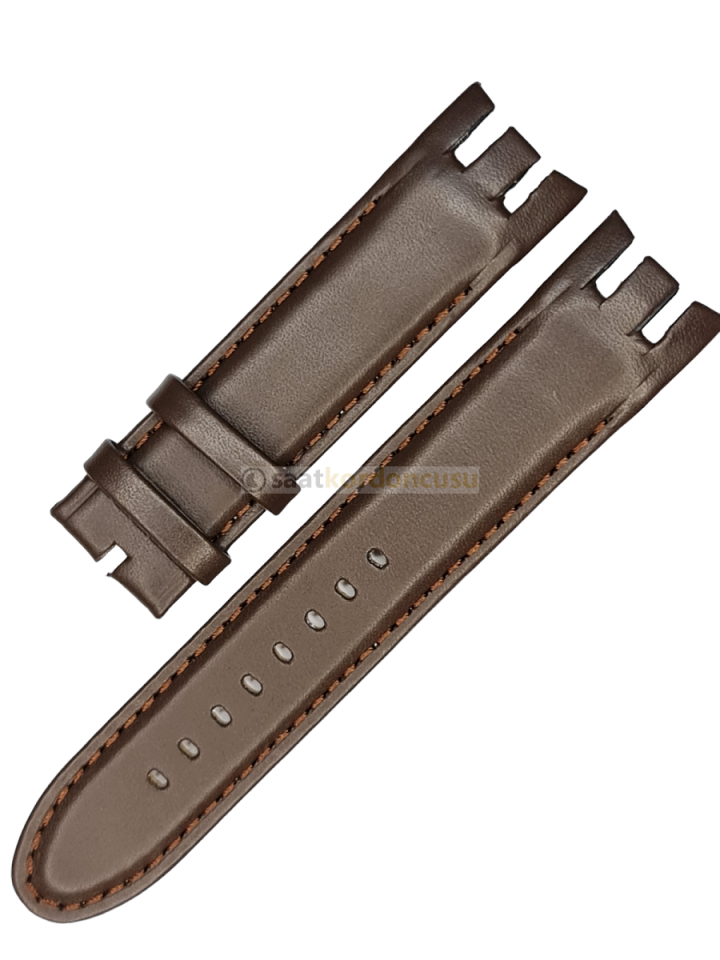 Swatch Yrs Modeli 22mm Düz Kahverenk Deri Saat Kordonu