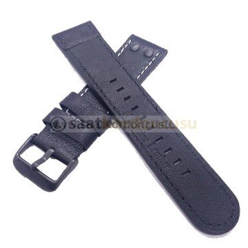 Tw steel 22mm Siyah Puntalı Siyah Deri Saat Kordonu