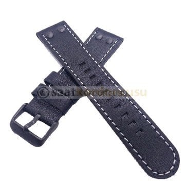 Tw steel 22mm Siyah Puntalı Siyah Deri Saat Kordonu
