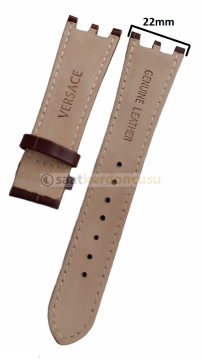 Versace Uyumlu 22mm Kahverenk Deri Saat Kordonu