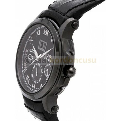 Seiko Premier snp045p 20mm El Yapımı Siyah Deri Kordon