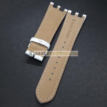 Versace Uyumlu 24mm Beyaz Deri Saat Kordonu