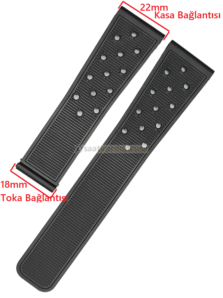 Tag Heuer 22mm X 18mm Siyah Silikon Saat Kordonu