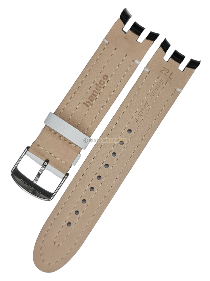 Swatch Yrs Modeli 22mm Beyaz Deri Saat Kordonu