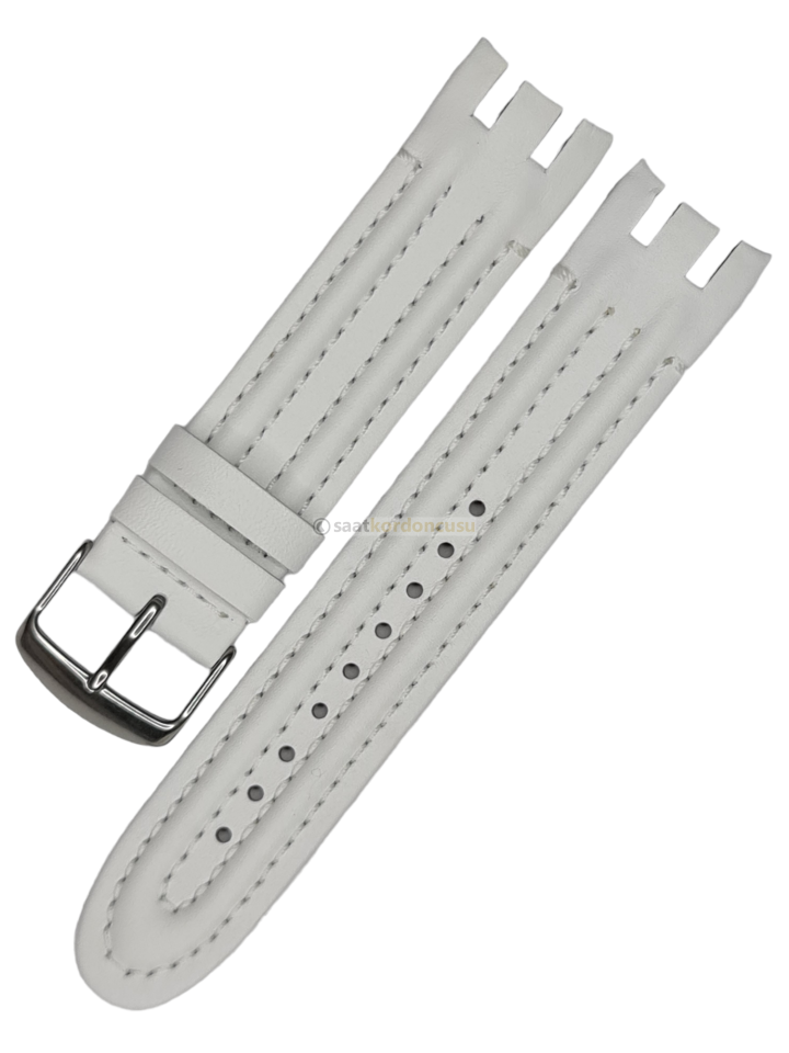 Swatch Yrs Modeli 22mm Beyaz Deri Saat Kordonu