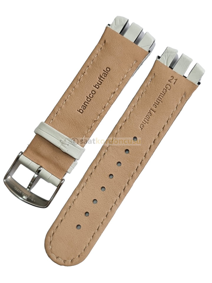 Swatch Scuba Modeli 21mm Beyaz Deri Saat Kordonu