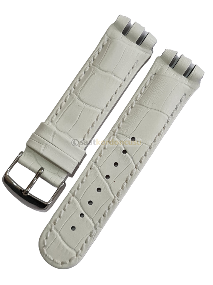Swatch Scuba Modeli 21mm Beyaz Deri Saat Kordonu
