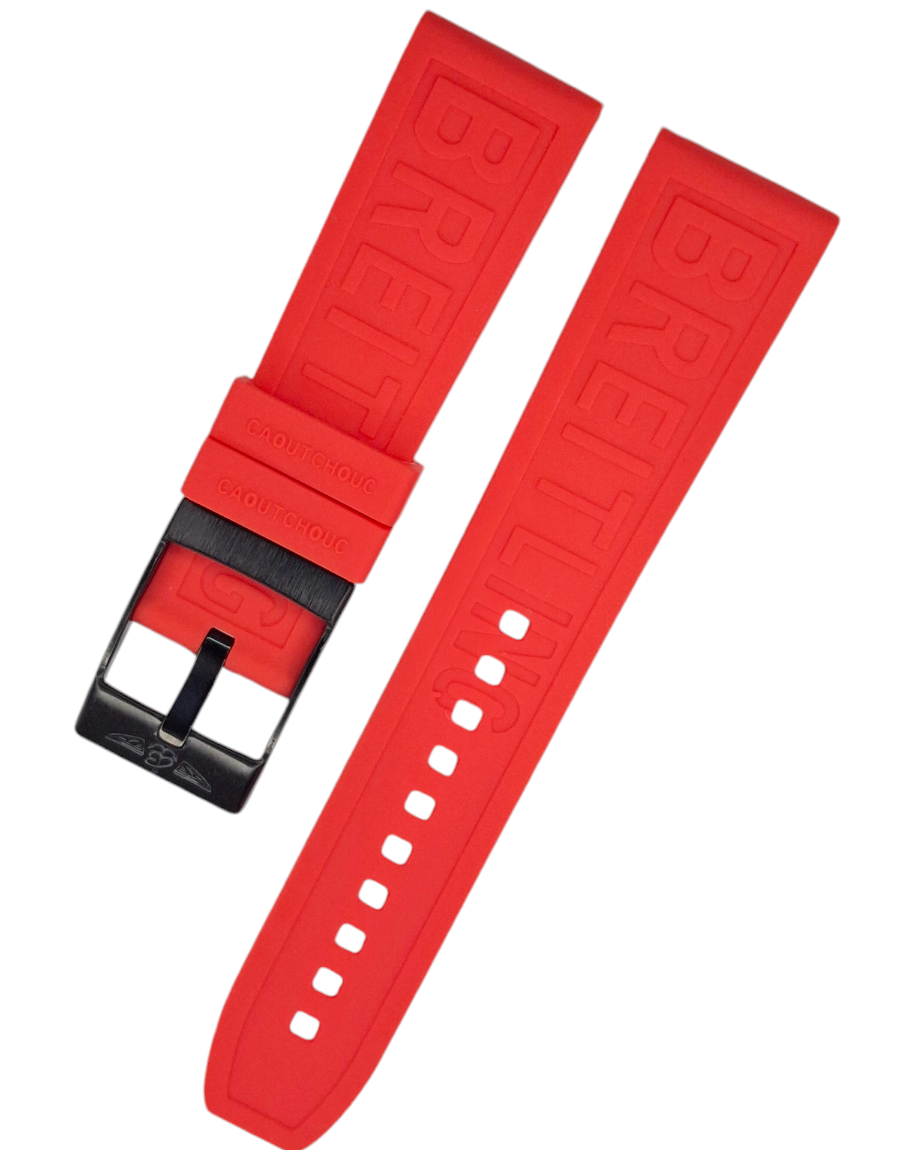 Breitling Modeli 22mm Kırmızı Renk Silikon Saat Kordonu