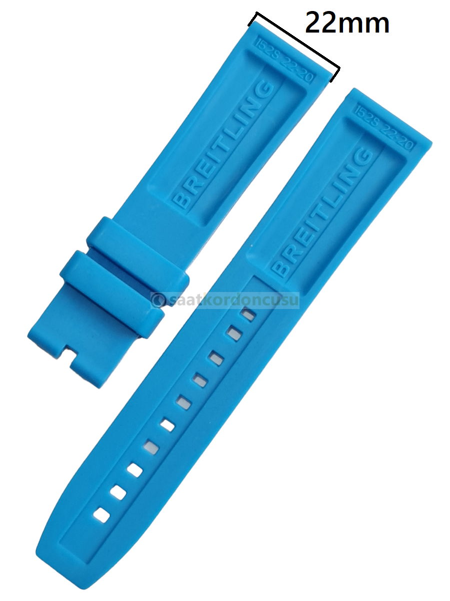 Breitling Modeli 22mm Mavi Renk Silikon Saat Kordonu