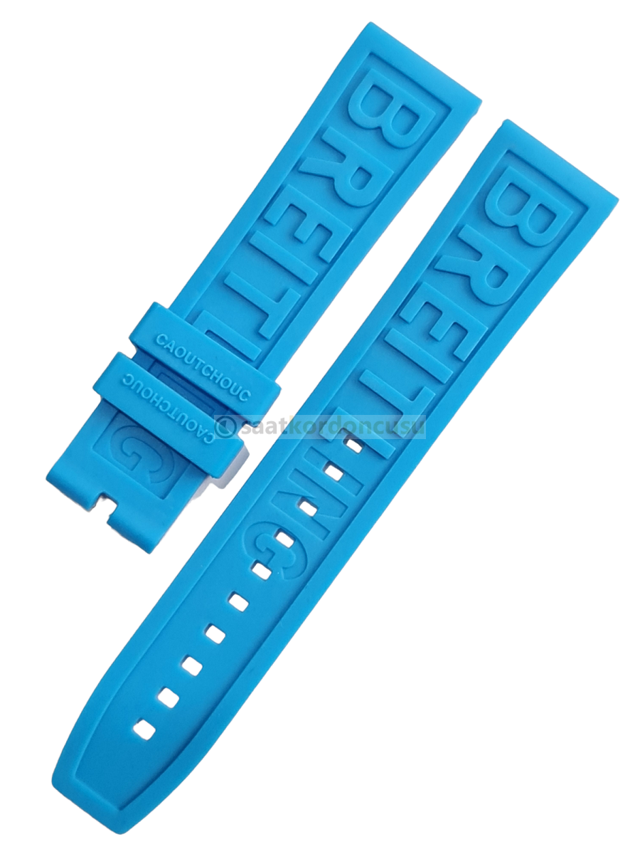 Breitling Modeli 22mm Mavi Renk Silikon Saat Kordonu