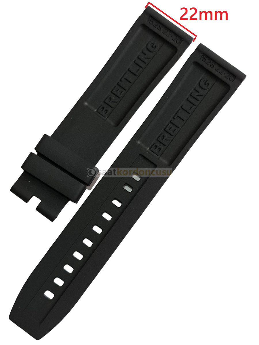 Breitling Modeli 22mm Siyah Renk Silikon Saat Kordonu