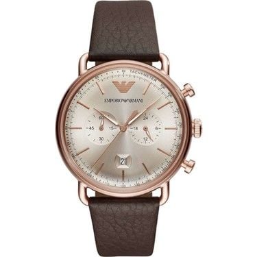 Emporio Armani Ar11106 Uyumlu Kahverenk Renk Deri Saat Kordonu