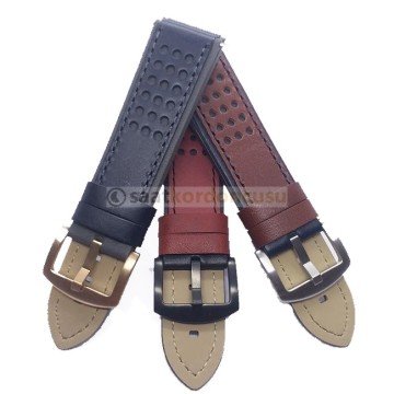 24mm Delik Desenli Deri Saat Kordonu
