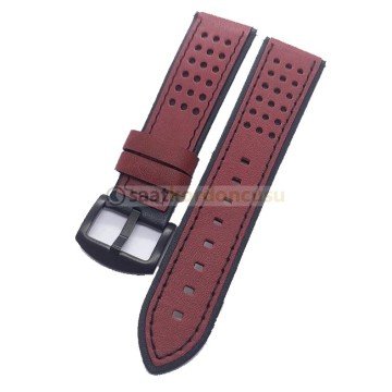 24mm Delik Desenli Deri Saat Kordonu BORDO