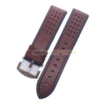 24mm Delik Desenli Deri Saat Kordonu KAHVERENK