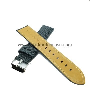 Azzuro Kanvas Tekstil Örme Saat Kordonu 20 MM - GRİ