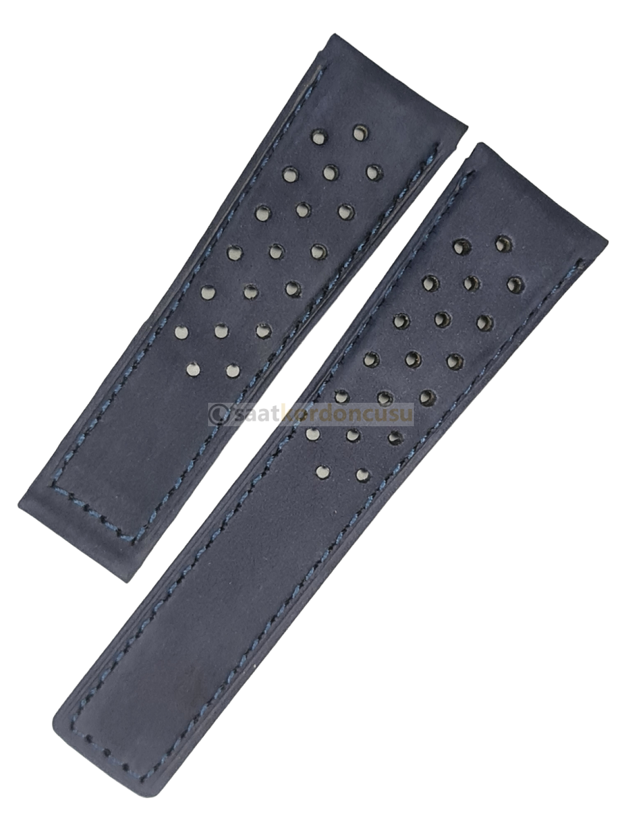 Tag Heuer Modeli 24x20 Mavi Süet Deri Saat Kordonu