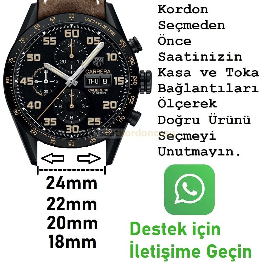 Tag Heuer Modeli 24x20 Taba El Yapımı Deri Saat Kordonu
