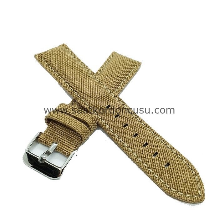 Azzuro Kanvas Tekstil Örme Saat Kordonu 22 MM - AÇIKKAHVE