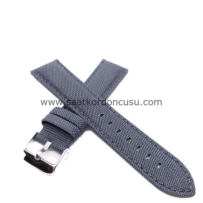 Azzuro Kanvas Tekstil Örme Saat Kordonu 22 MM - GRİ